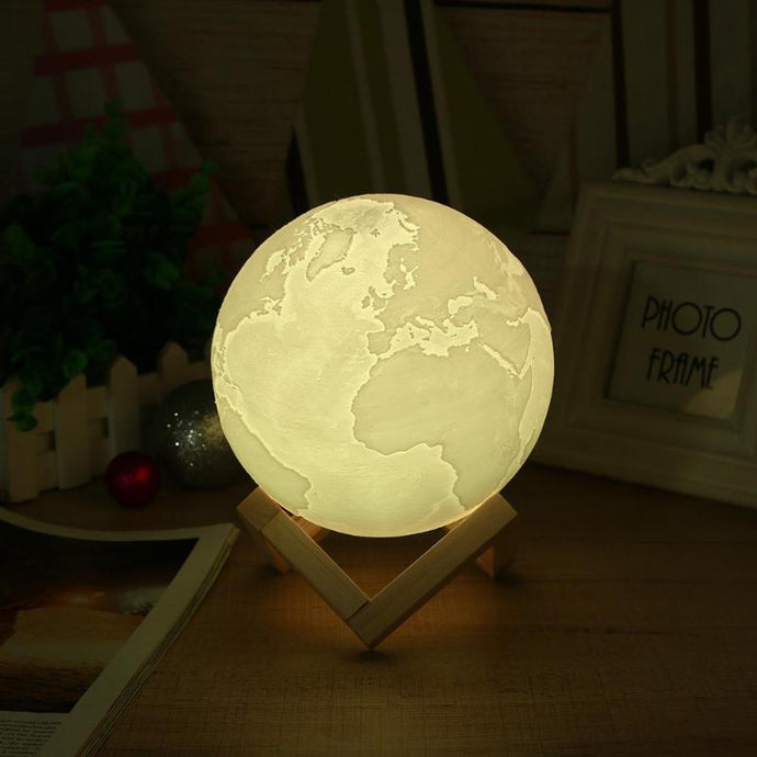 Rechargeable 3D Lights Print Earth Lamp