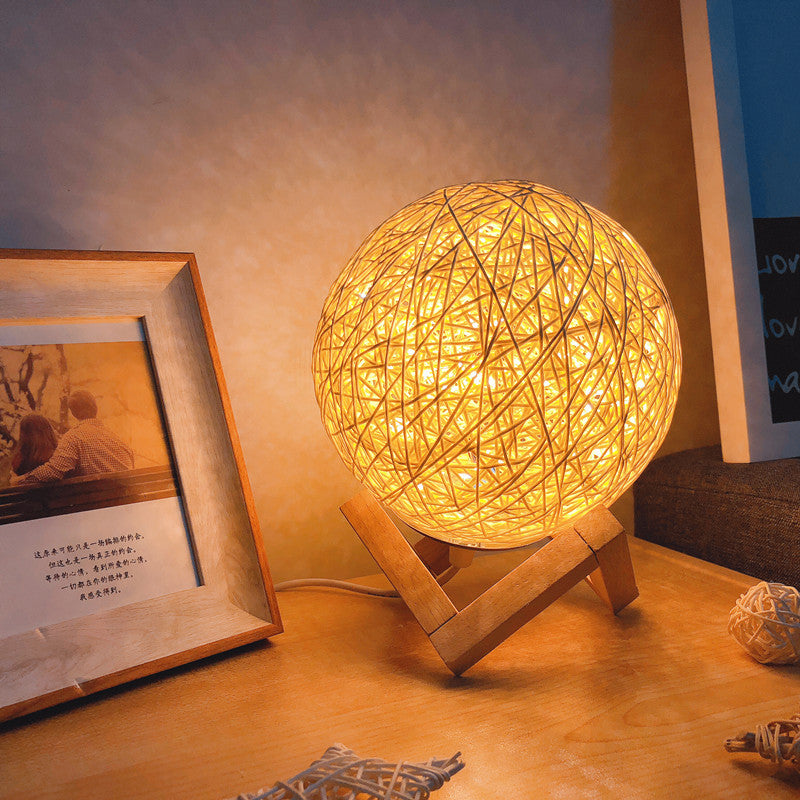 Art Wood Novel USB Moon Lamp